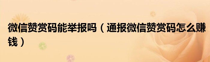 微信赞赏码能举报吗（通报微信赞赏码怎么赚钱）