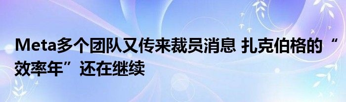 Meta多个团队又传来裁员消息 扎克伯格的“效率年”还在继续