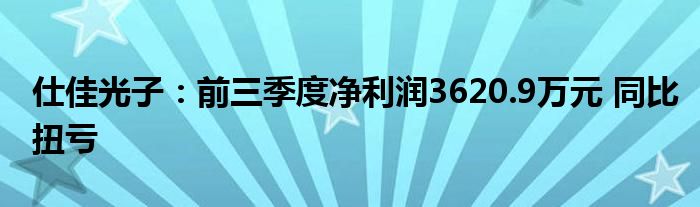 仕佳光子：前三季度净利润3620.9万元 同比扭亏