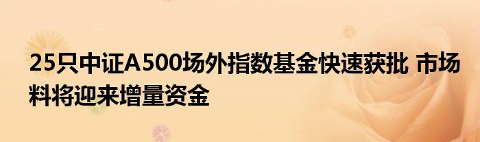 25只中证A500场外指数基金快速获批 市场料将迎来增量资金