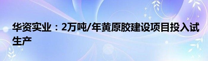 华资实业：2万吨/年黄原胶建设项目投入试生产