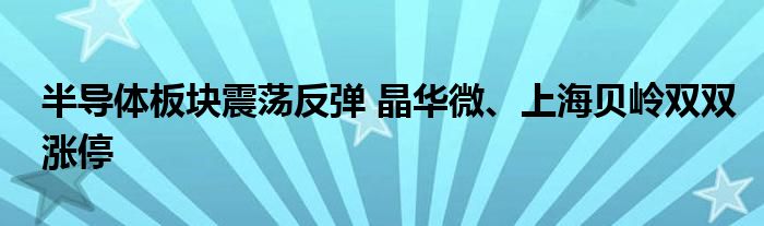 半导体板块震荡反弹 晶华微、上海贝岭双双涨停