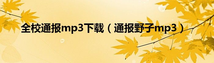 全校通报mp3下载（通报野子mp3）