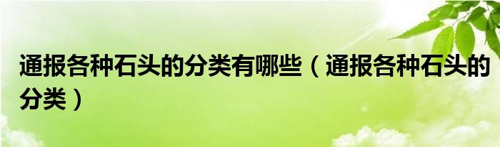 通报各种石头的分类有哪些（通报各种石头的分类）