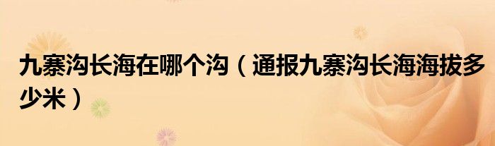 九寨沟长海在哪个沟（通报九寨沟长海海拔多少米）