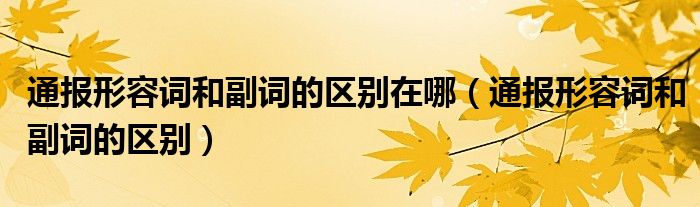 通报形容词和副词的区别在哪（通报形容词和副词的区别）