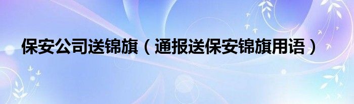 保安公司送锦旗（通报送保安锦旗用语）