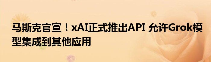 马斯克官宣！xAI正式推出API 允许Grok模型集成到其他应用