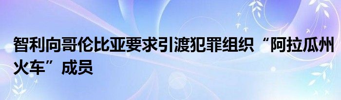 智利向哥伦比亚要求引渡犯罪组织“阿拉瓜州火车”成员