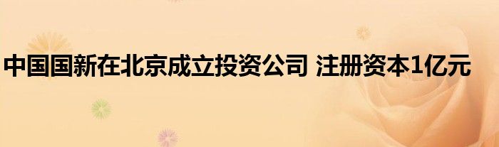 中国国新在北京成立投资公司 注册资本1亿元