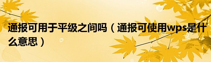 通报可用于平级之间吗（通报可使用wps是什么意思）