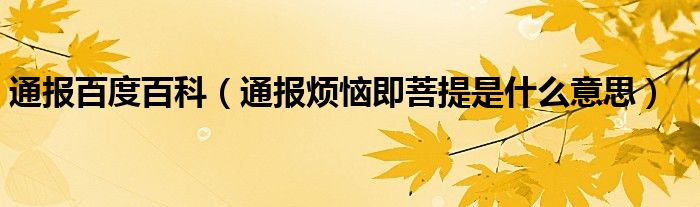 通报百度百科（通报烦恼即菩提是什么意思）