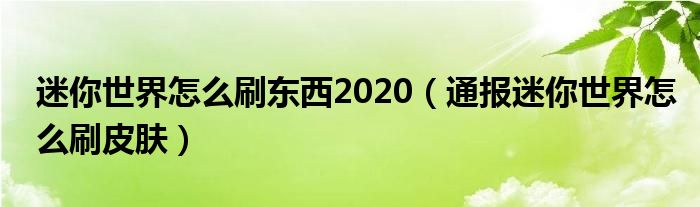 迷你世界怎么刷东西2020（通报迷你世界怎么刷皮肤）