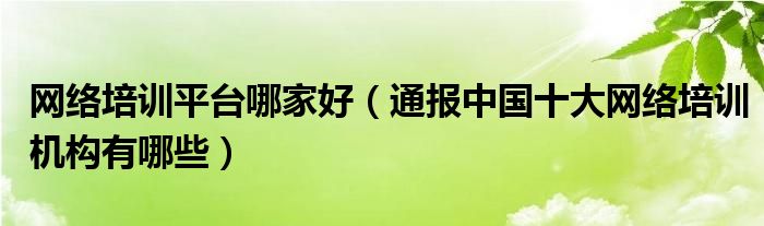 网络培训平台哪家好（通报中国十大网络培训机构有哪些）