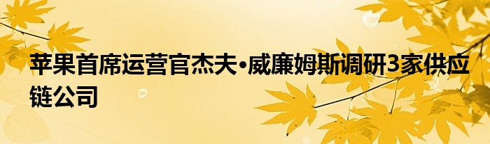 苹果首席运营官杰夫·威廉姆斯调研3家供应链公司