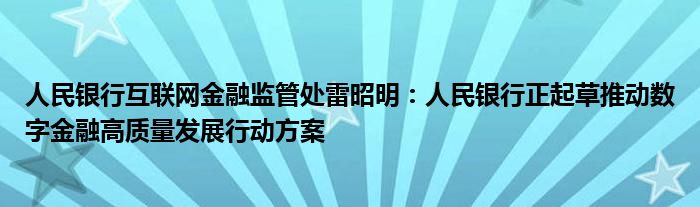 人民银行

监管处雷昭明：人民银行正起草推动数字
高质量发展行动方案