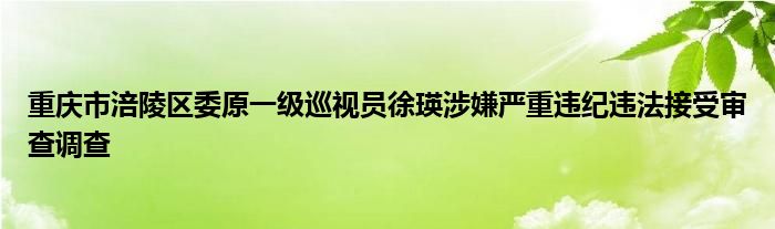 重庆市涪陵区委原一级巡视员徐瑛涉嫌严重违纪违法接受审查调查