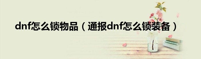 dnf怎么锁物品（通报dnf怎么锁装备）