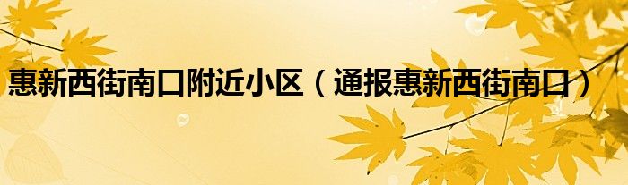 惠新西街南口附近小区（通报惠新西街南口）