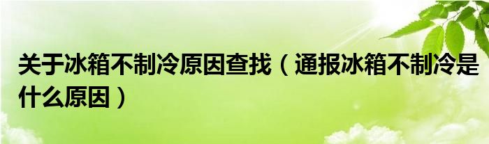 关于冰箱不制冷原因查找（通报冰箱不制冷是什么原因）