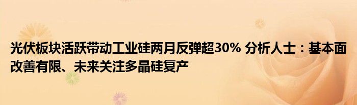 光伏板块活跃带动工业硅两月反弹超30% 分析人士：基本面改善有限、未来关注多晶硅复产