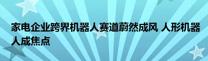 家电企业跨界机器人赛道蔚然成风 人形机器人成焦点