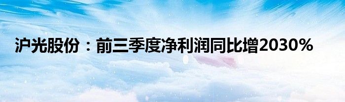 沪光股份：前三季度净利润同比增2030%