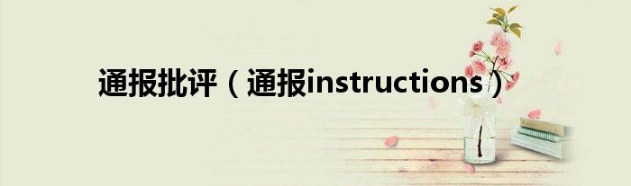 通报批评（通报instructions）