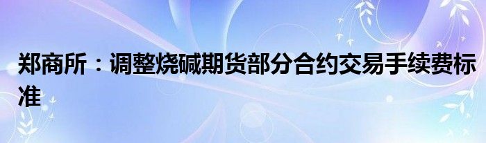 郑商所：调整烧碱期货部分合约交易手续费标准