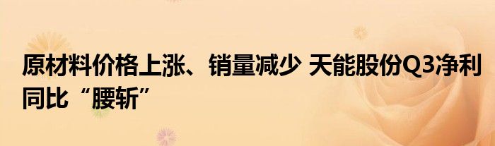 原材料价格上涨、销量减少 天能股份Q3净利同比“腰斩”