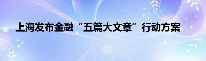 上海发布
“五篇大文章”行动方案