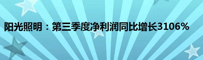 阳光照明：第三季度净利润同比增长3106%