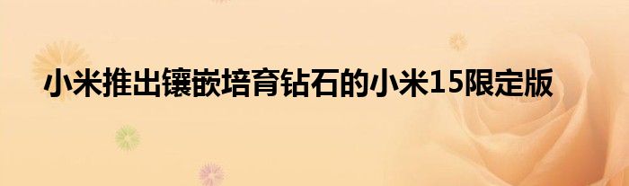 小米推出镶嵌培育钻石的小米15限定版