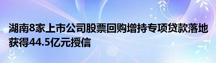 湖南8家上市公司股票回购增持专项贷款落地 获得44.5亿元授信