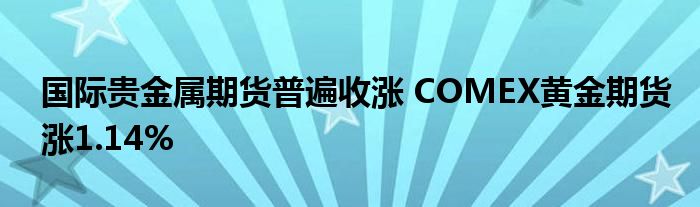 国际贵金属期货普遍收涨 COMEX黄金期货涨1.14%