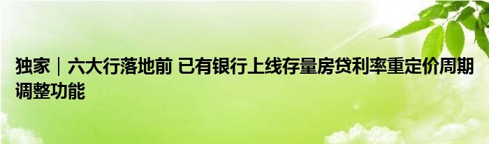 独家｜六大行落地前 已有银行上线存量房贷利率重定价周期调整功能