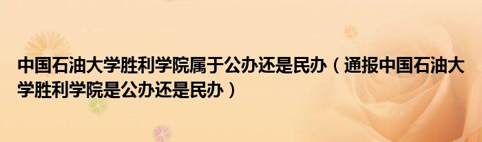 中国石油大学胜利学院属于公办还是民办（通报中国石油大学胜利学院是公办还是民办）