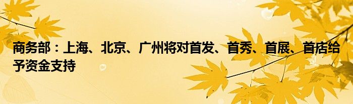 商务部：上海、北京、广州将对首发、首秀、首展、首店给予资金支持